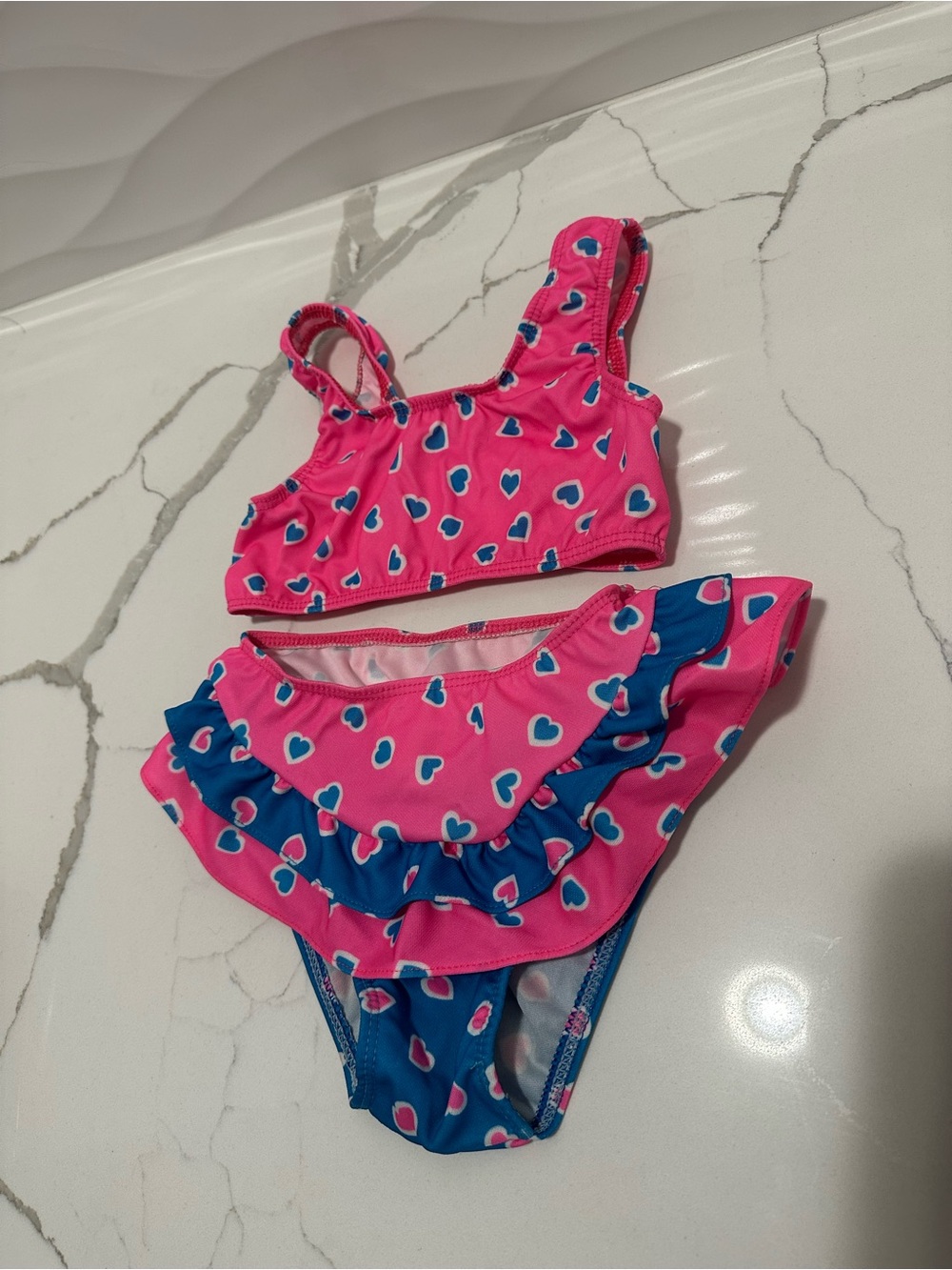 Vtg Y2K Gitano Heart Print Two-Piece Bikini Swimsuit Girls Size 6 Cottage C